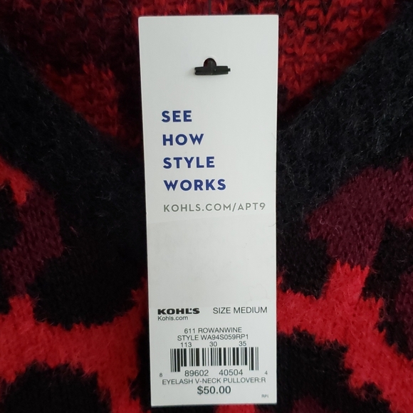 Apt. 9 Soft Knit Leopard Print  V-neck Sweater - M - Picture 4 of 8